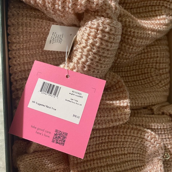 Kate Spade Pink Knit Hat and Mittens Set - Picture 7 of 10